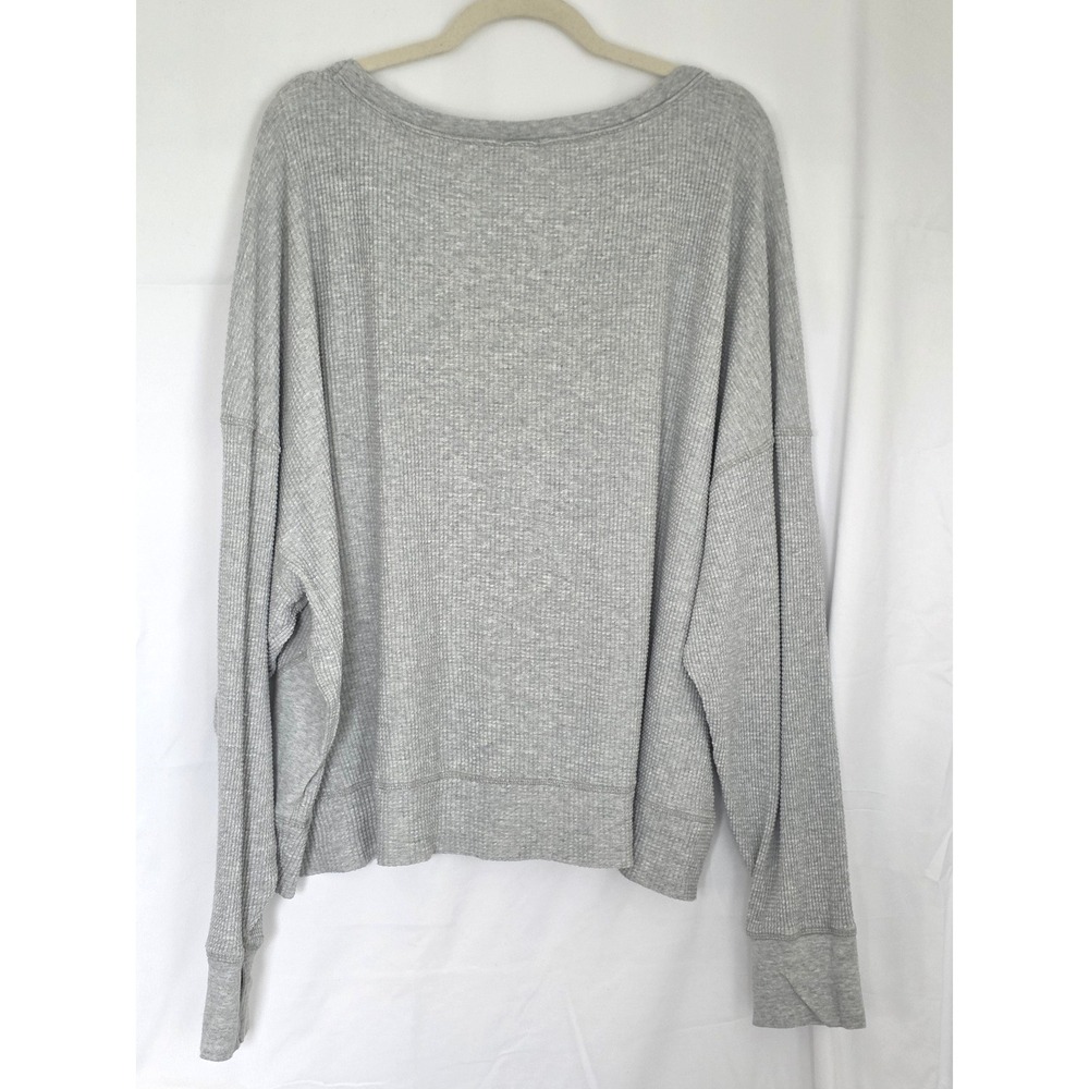 OFFLINE by Aerie Wow Waffle Knit Oversized Top XL Long Sleeves Thumbholes Gray - Picture 6 of 14